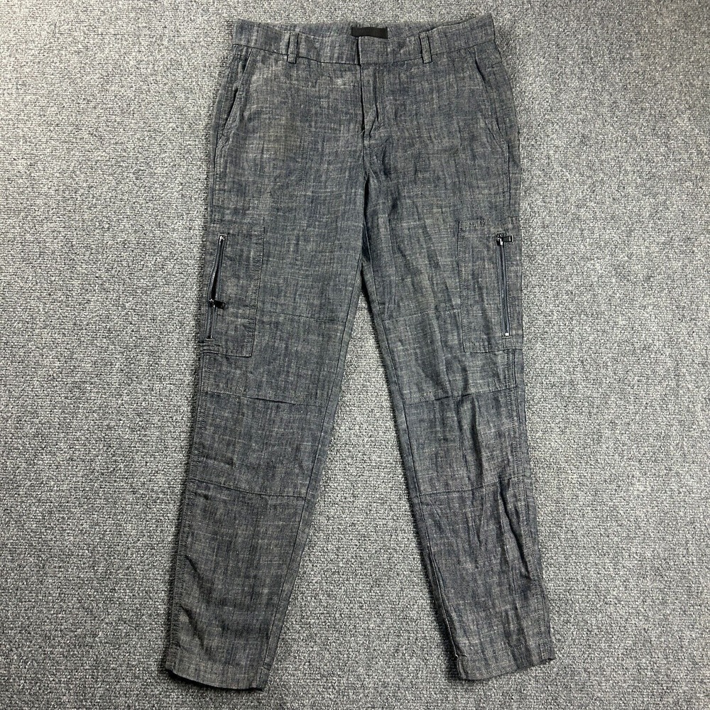 Vince Pants Womens 26 Blue Cargo Tapered Leg Lyocell Linen Adults